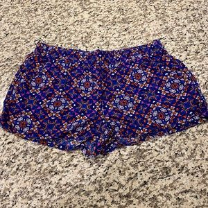 Blue shorts with multi-colored pattern!